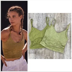 NWOT Free People Movement Good Karma ruched longline crop in green